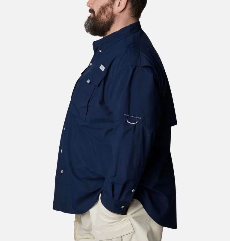 Men's Columbia PFG Bahama II Long Sleeve Shirts Navy | Plus Size CA-WC406